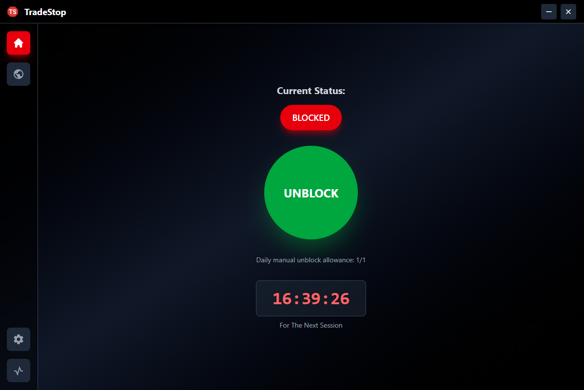 TradeStop broker lock feature blocking access outside trading sessions.